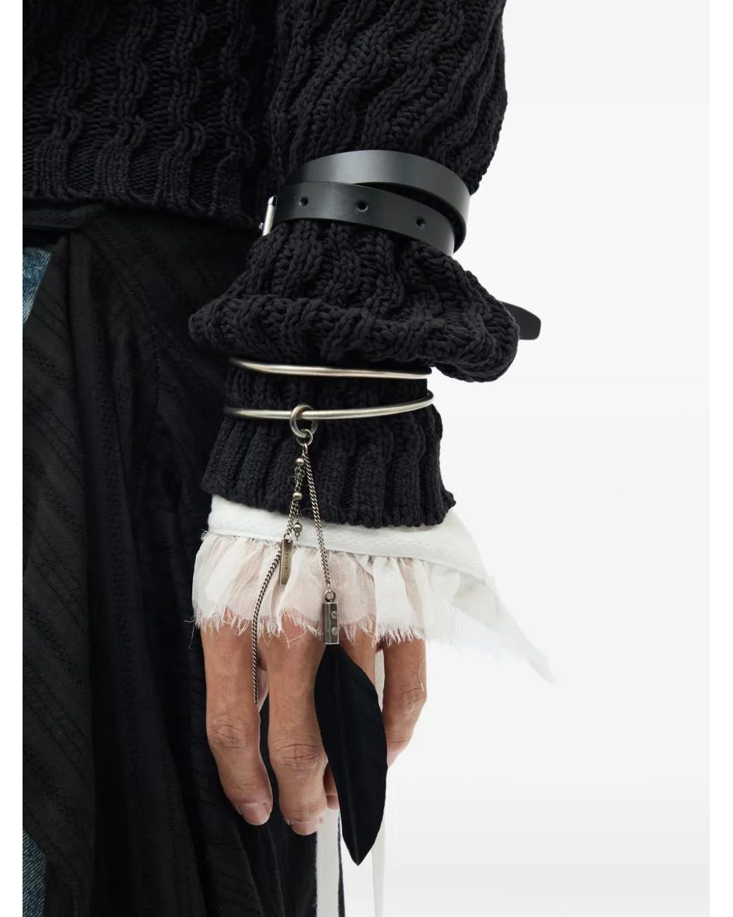 Ann Demeulemeester Black Areld Chunky-Knit Cotton Sweater for men