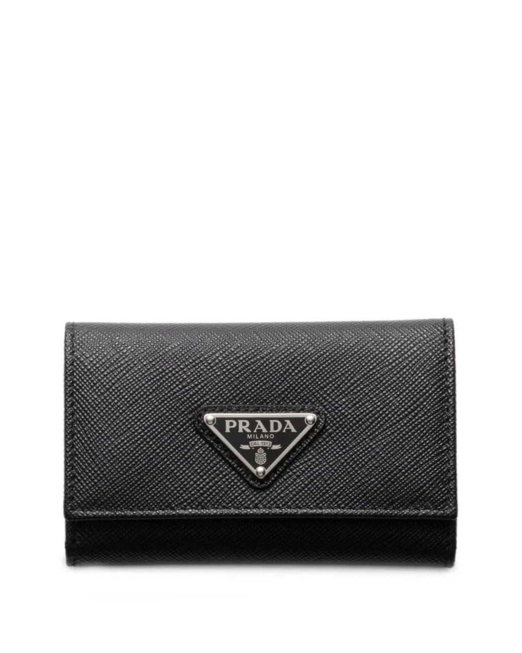 Prada Gray Saffiano Leather Key Case