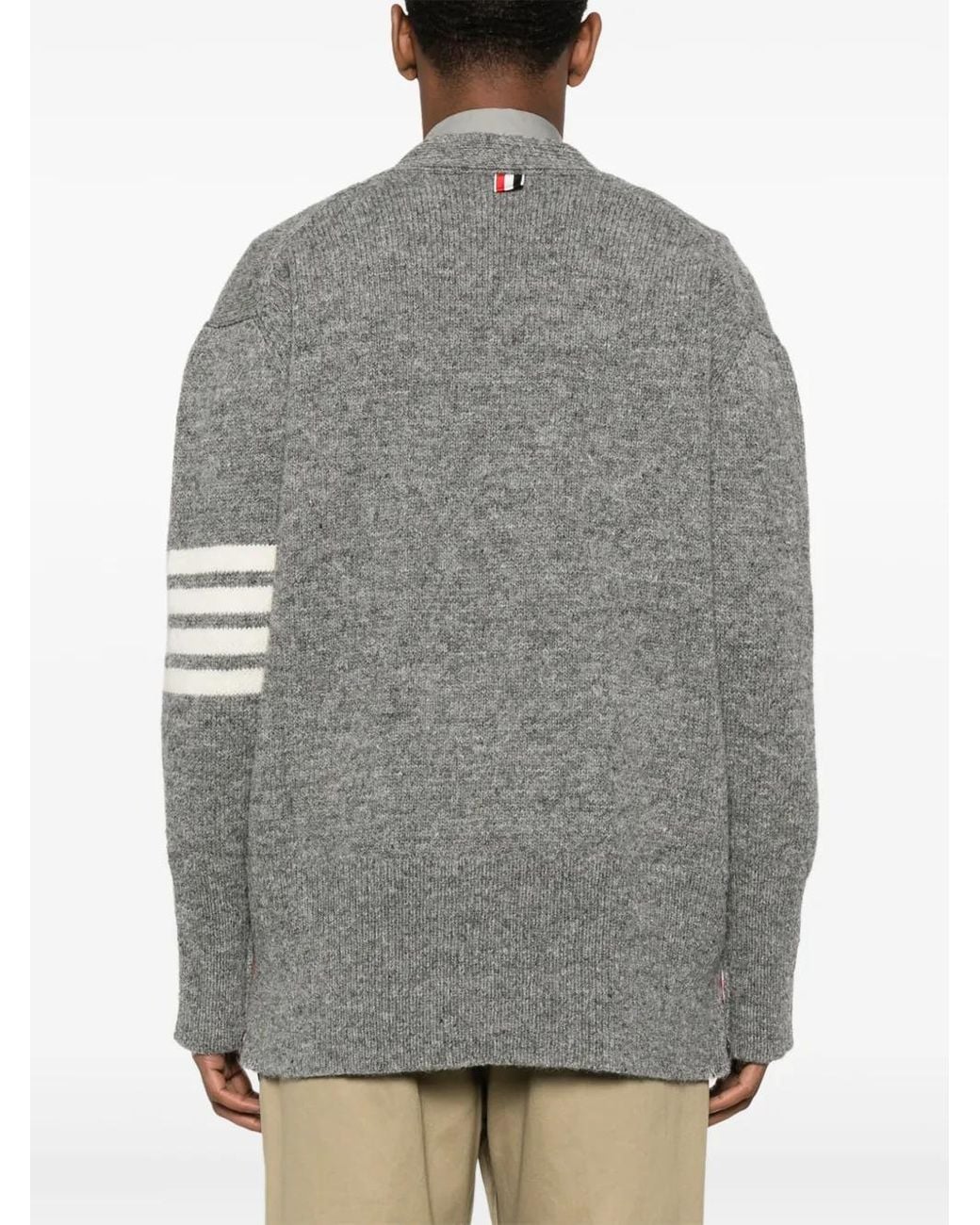 Thom Browne Gray 4-Bar Mélange Wool Cardigan for men