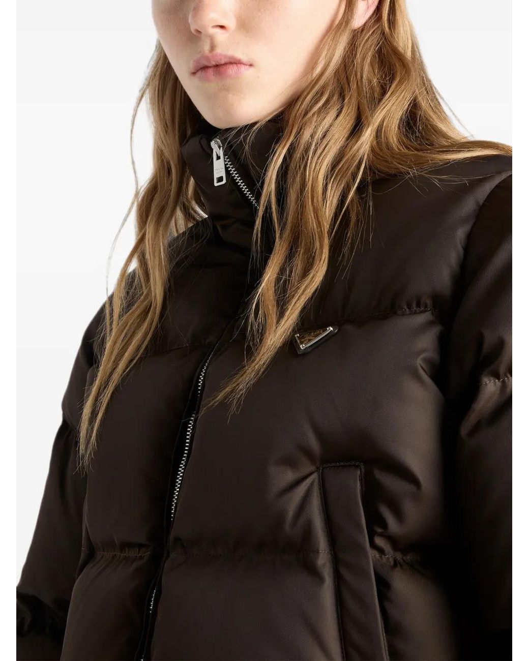 Prada Black Doudoune Crop En Re-Nylon