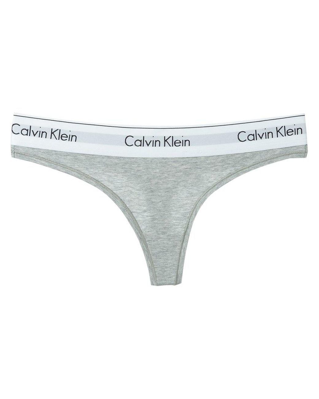 Calvin Klein Logo Waistband Thong in Gray | Lyst