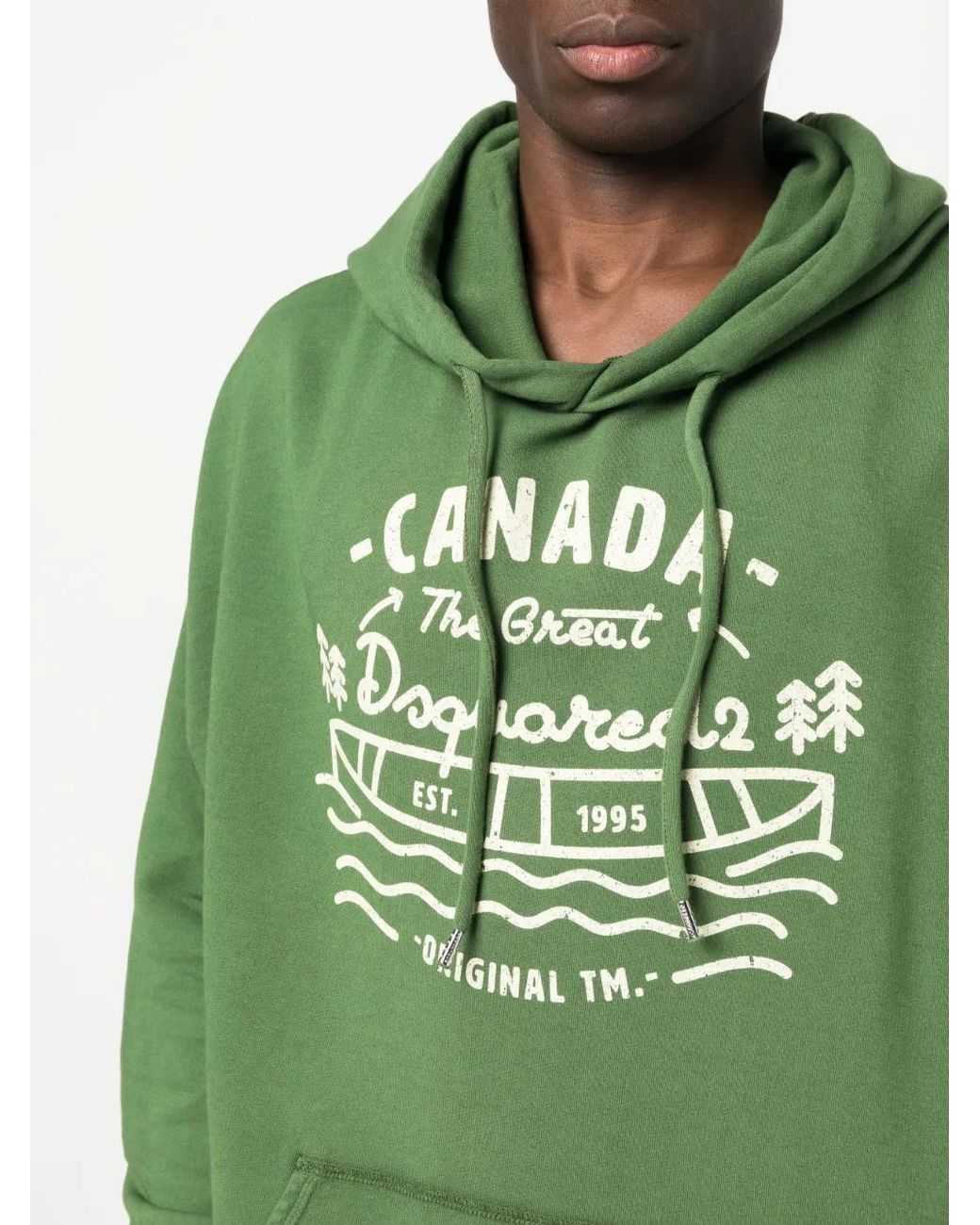DSquared² Green Graphic-Print Verde Cotton Hoodie for men