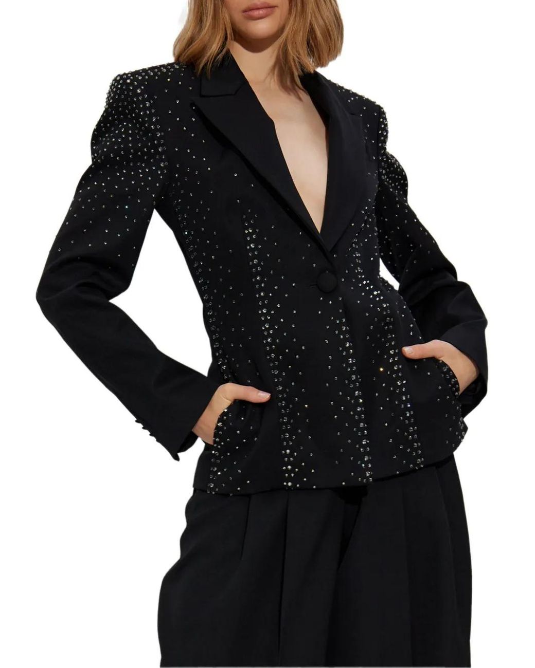 The Attico Black Structured Wool Blazer