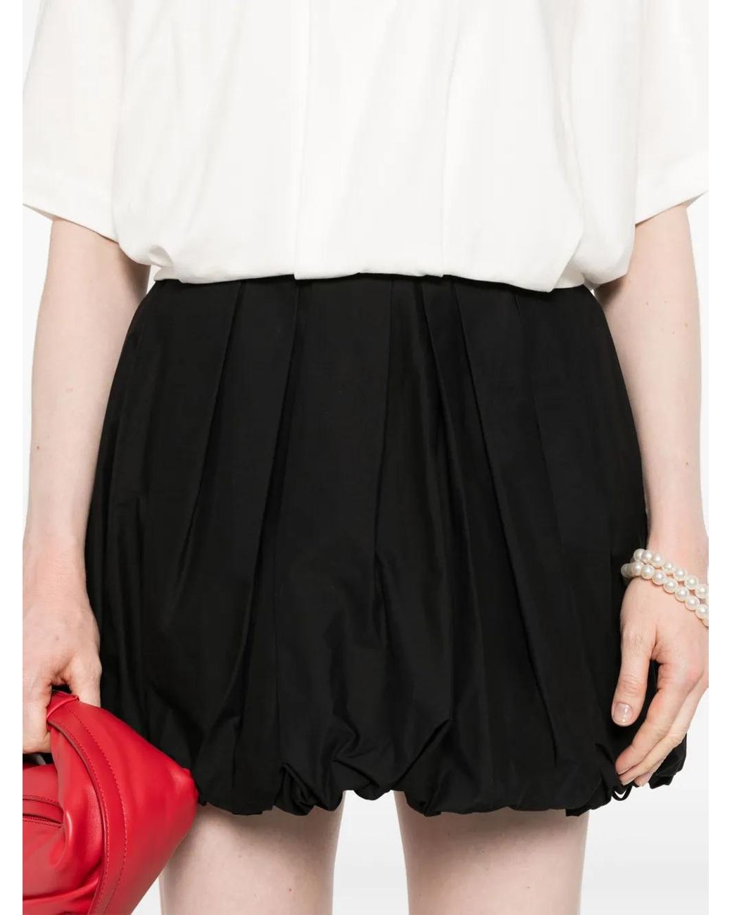 Pinko Poplin Balloon Mini Skirt in Black | Lyst