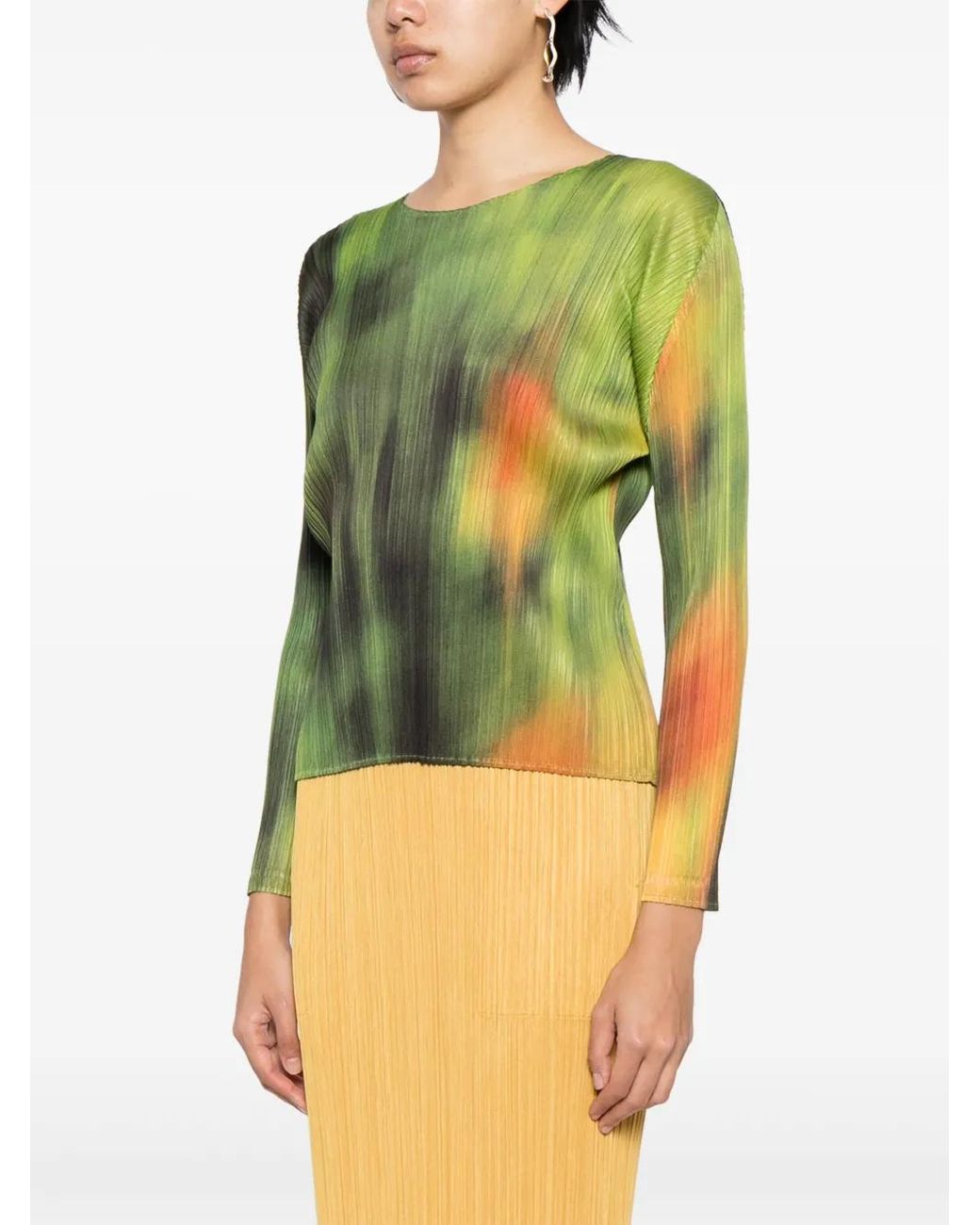 Pleats Please Issey Miyake Turnip & Spinach Plissé Top in Green | Lyst