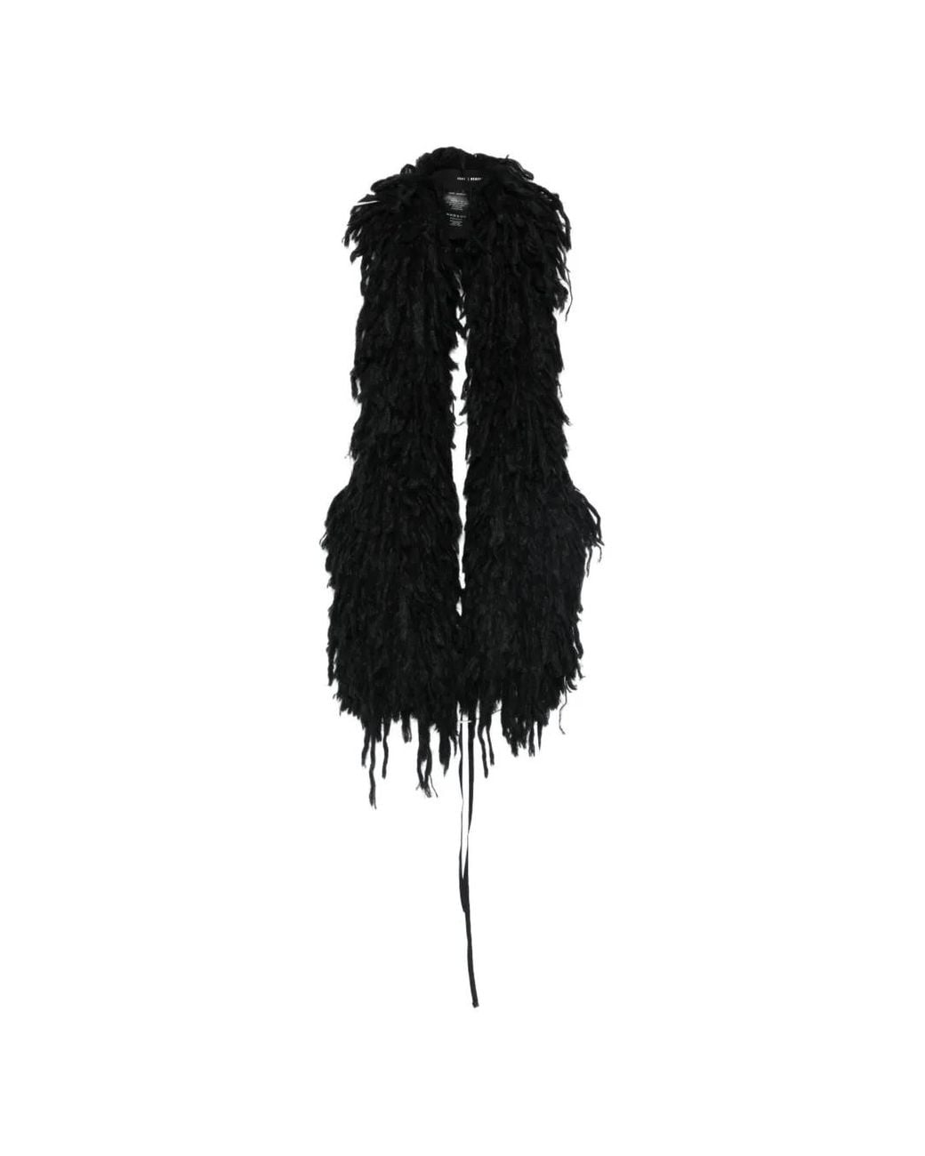 Isabel Benenato Black Fringed Scarf