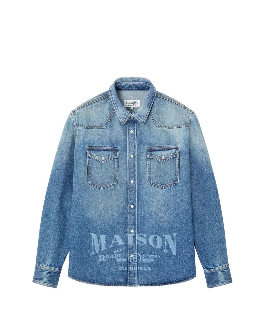 MM6 by Maison Margiela Blue Laser-Printed Denim Shirt