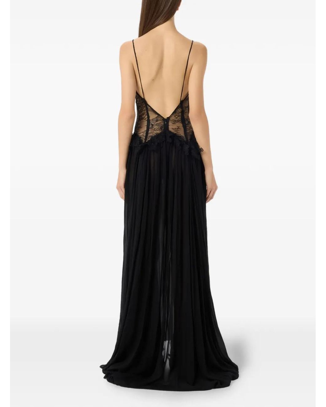 Blumarine Black Lace-Detail Maxi Dress
