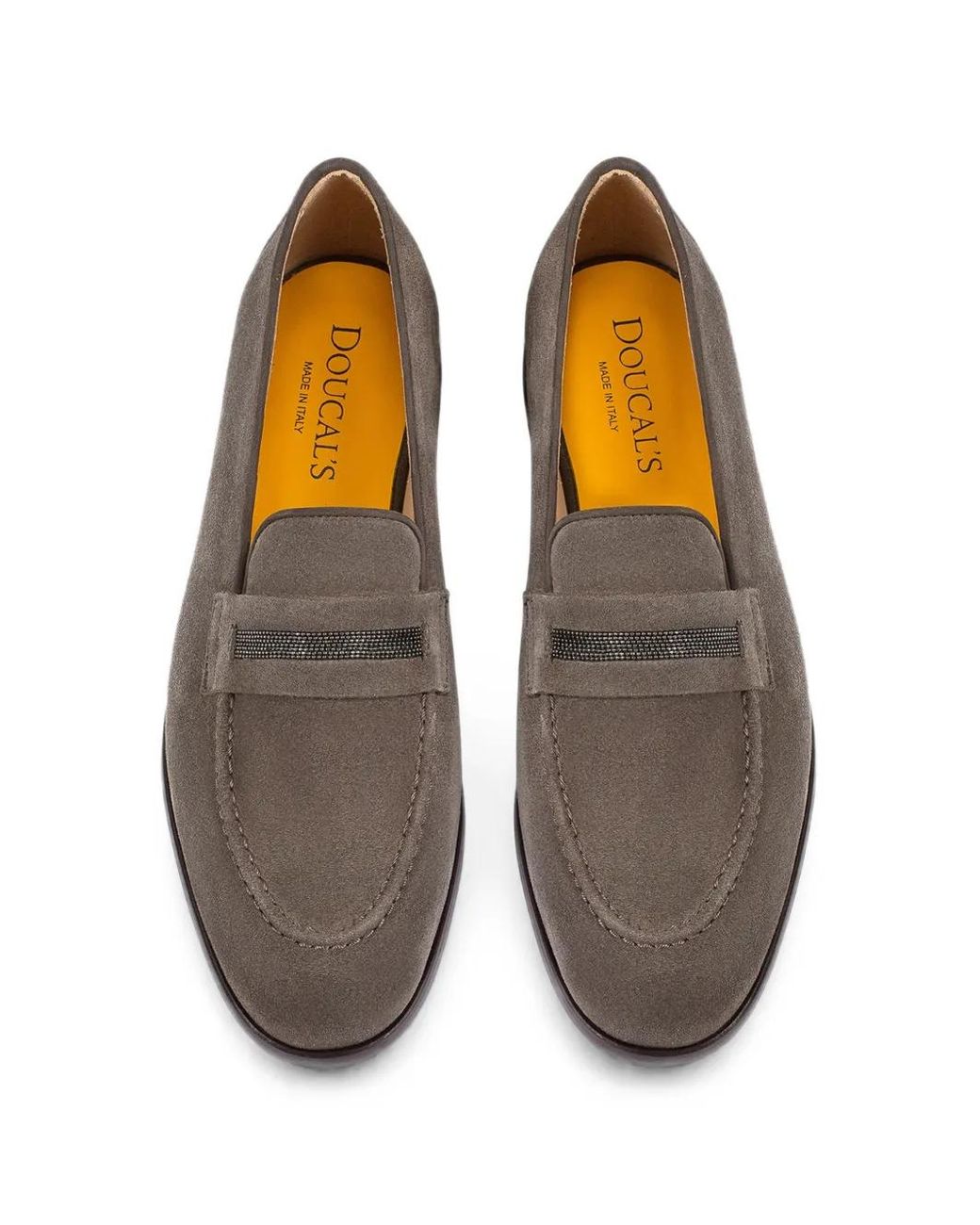 Doucal's Gray Mocassins En Daim À Détails De Clous