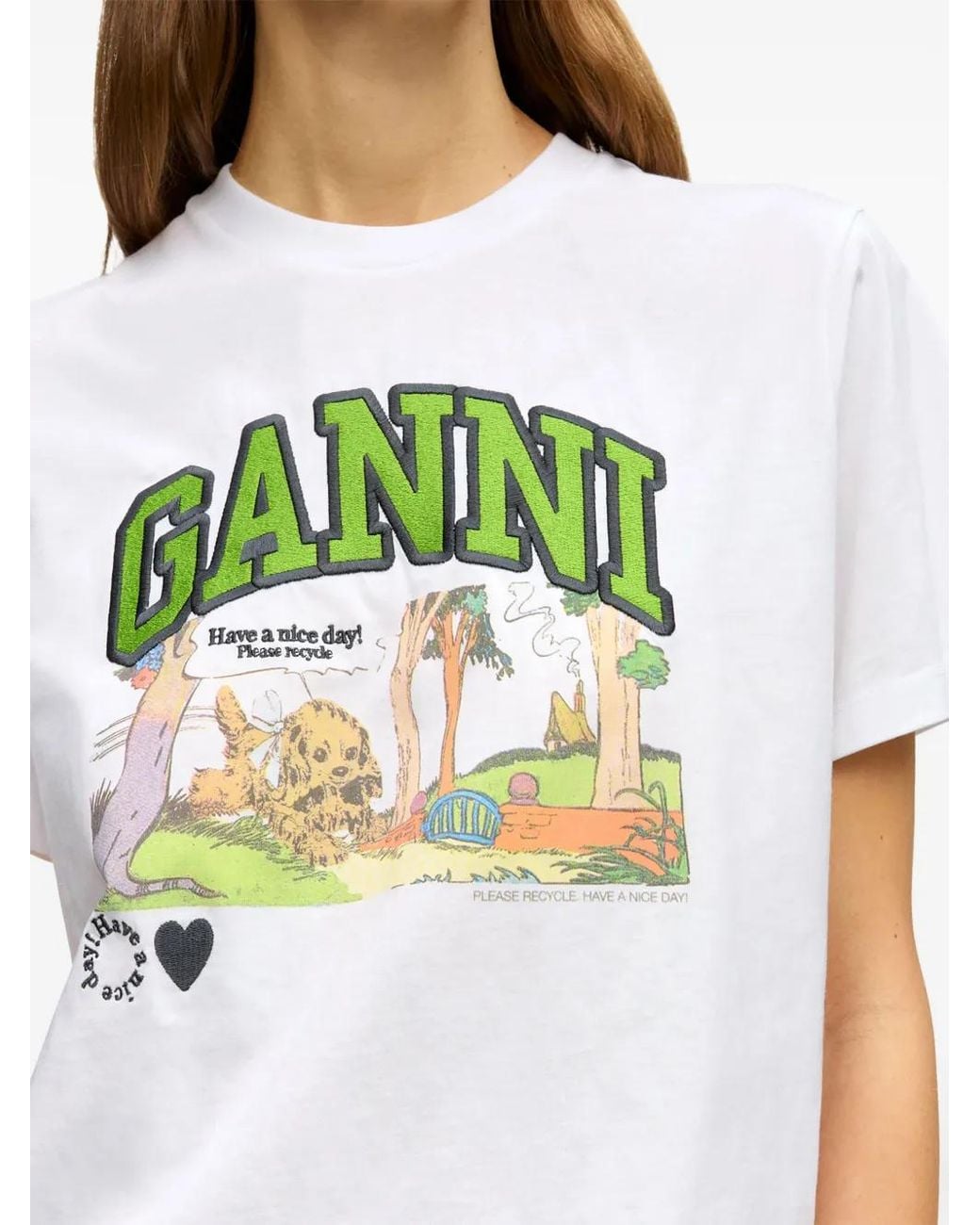 Ganni White Printed T-Shirt