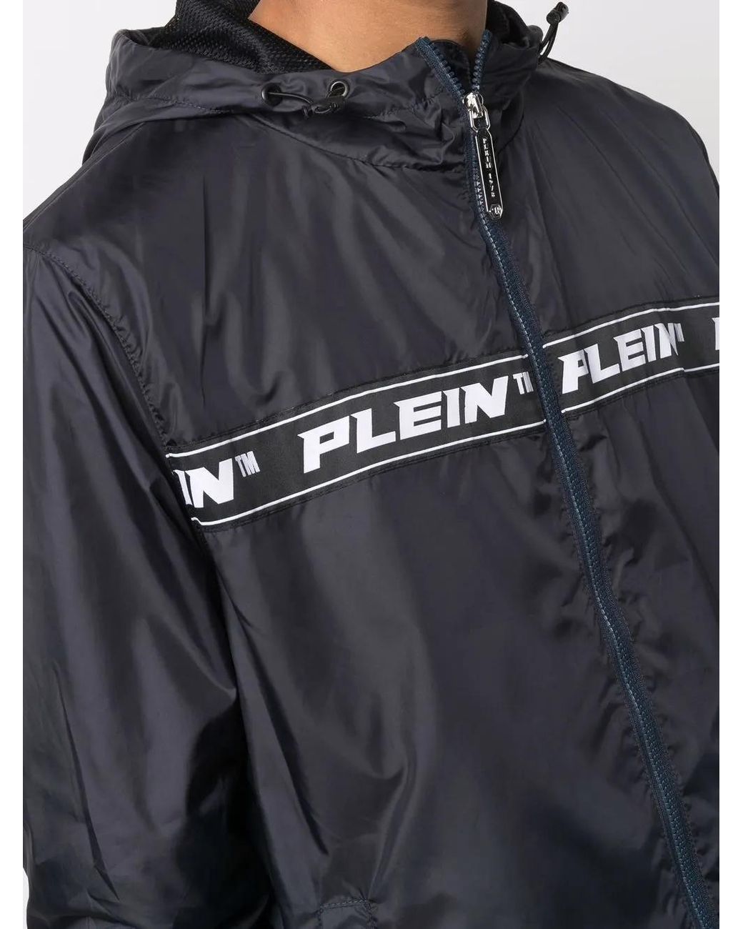 Philipp Plein Black Logo-Print Windbreaker for men