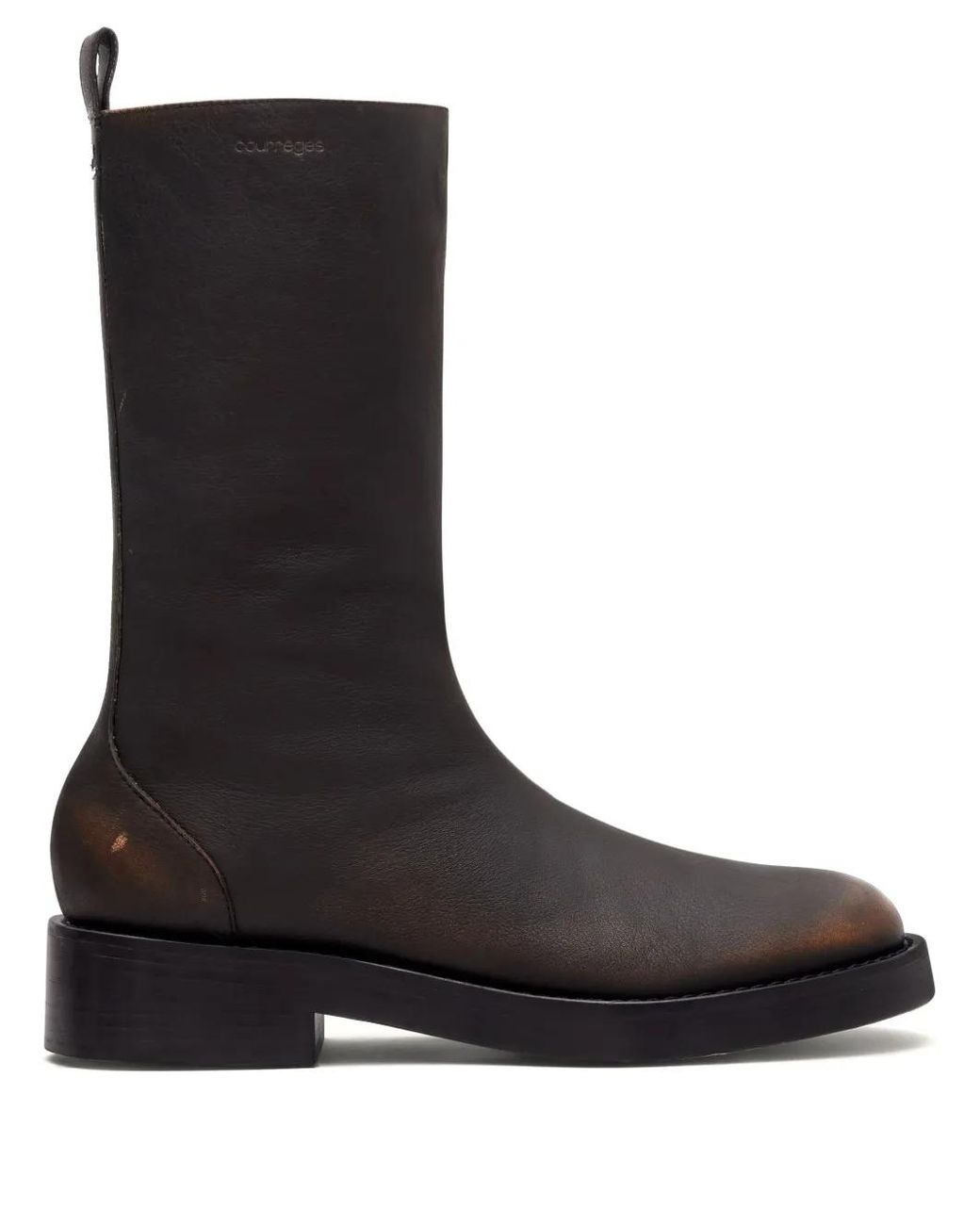 Courreges Black Rider Patina Leather Boots for men