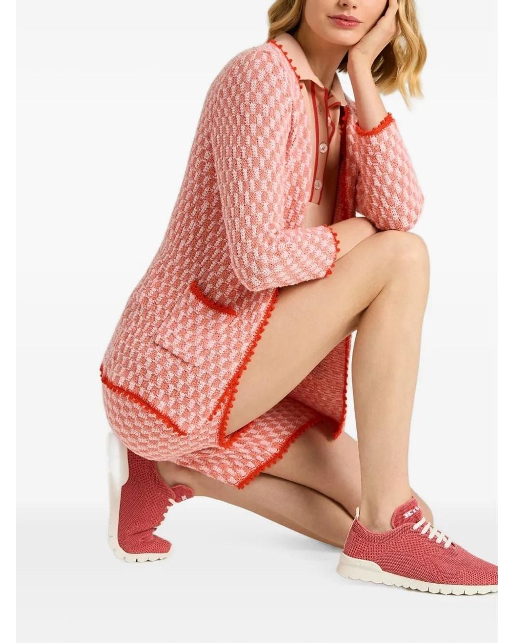 Kiton Pink Fits Knitted Sneakers