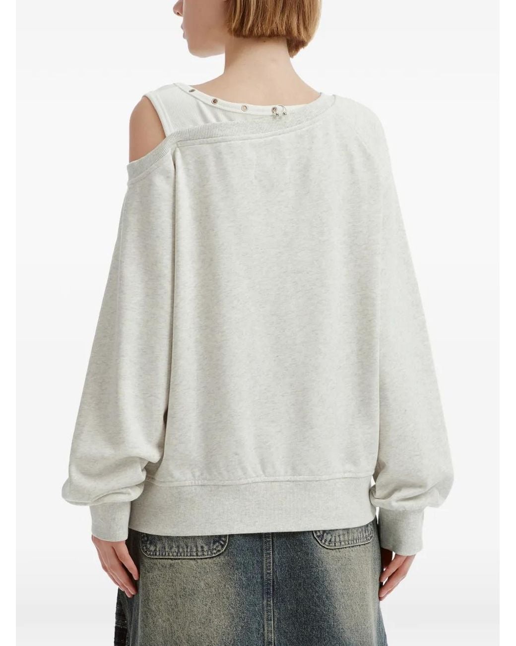 Musium Div. White Graphic-Print Layered Sweater