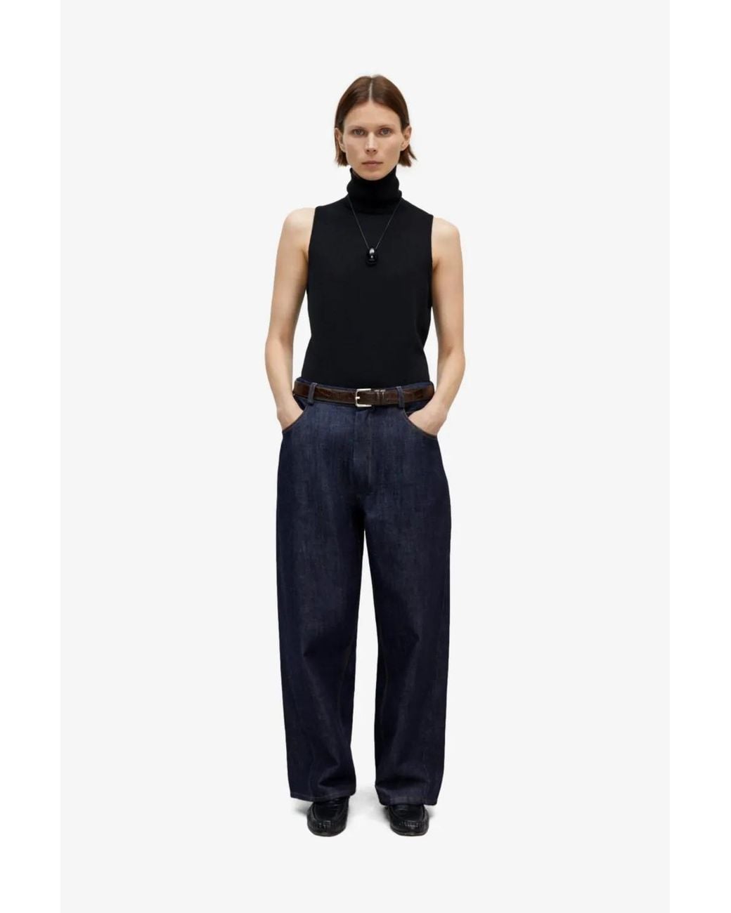 Cordera Blue Pantalon Évasé À Boutonnière
