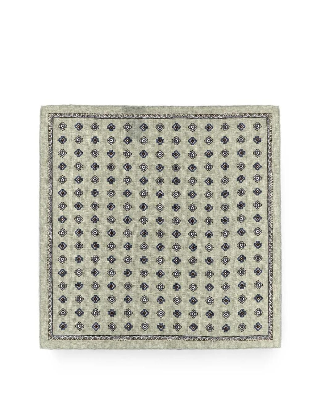 Brunello Cucinelli Gray Silk Pocket Square With Medallion Design for men