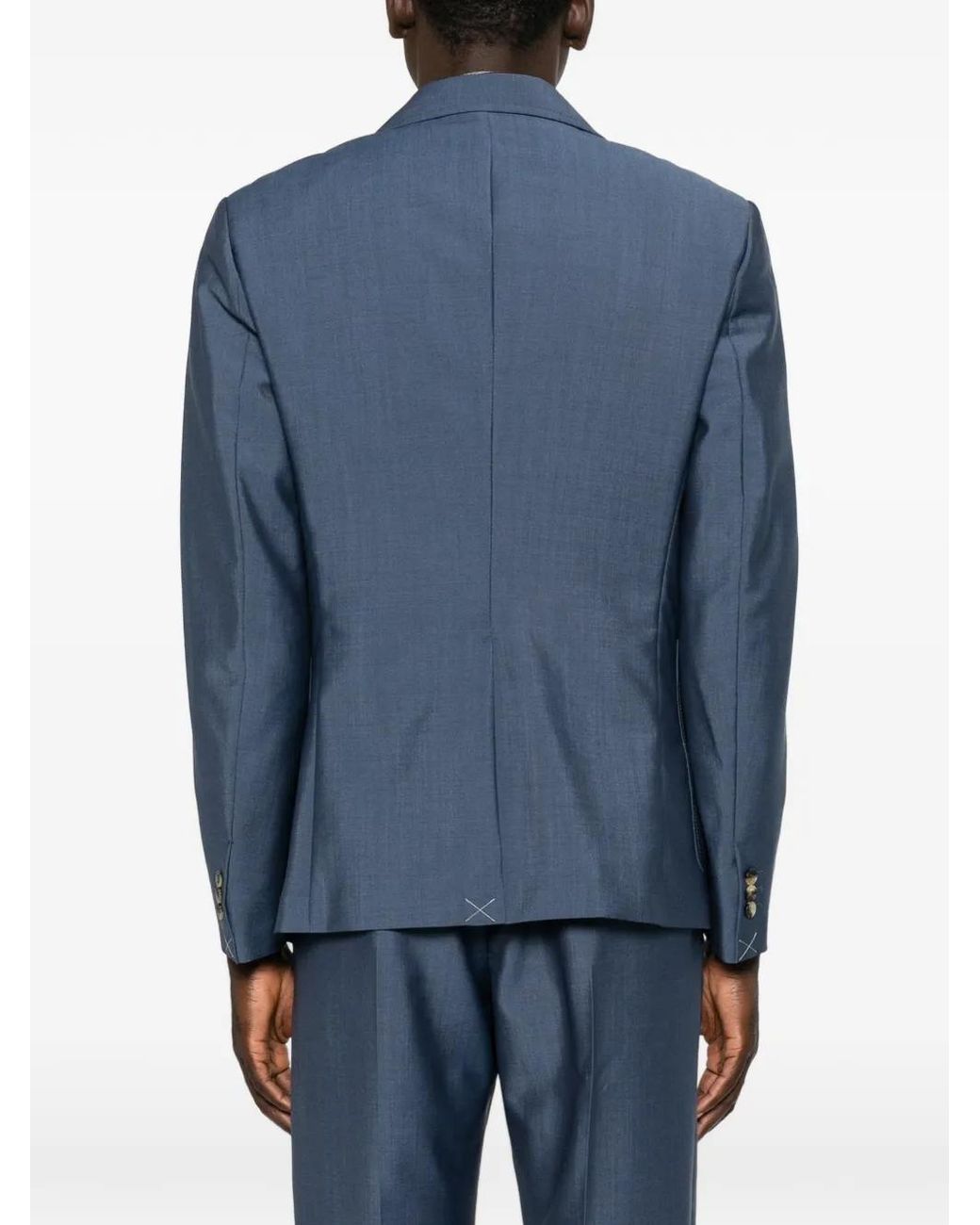 Versace Blue Notched-Lapel Single-Breasted Jacket for men