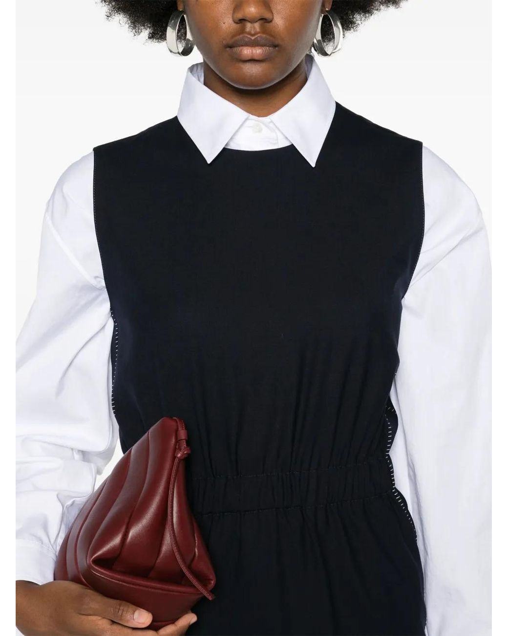 Fabiana Filippi Black Contrast-Stitching Midi Dress