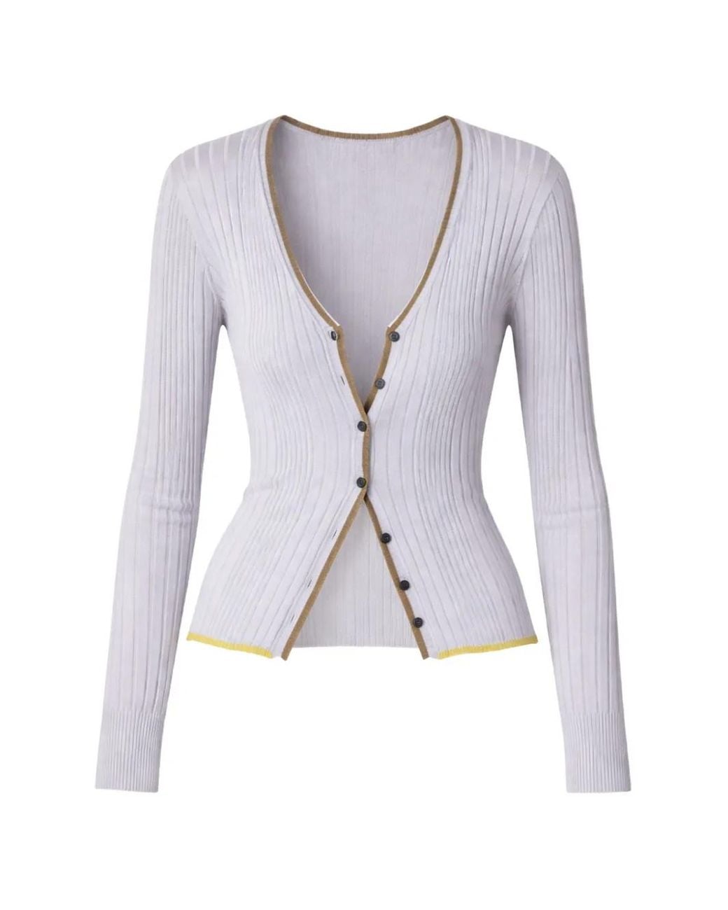 Roberto Collina Blue Contrast-Stitch Ribbed Cardigan