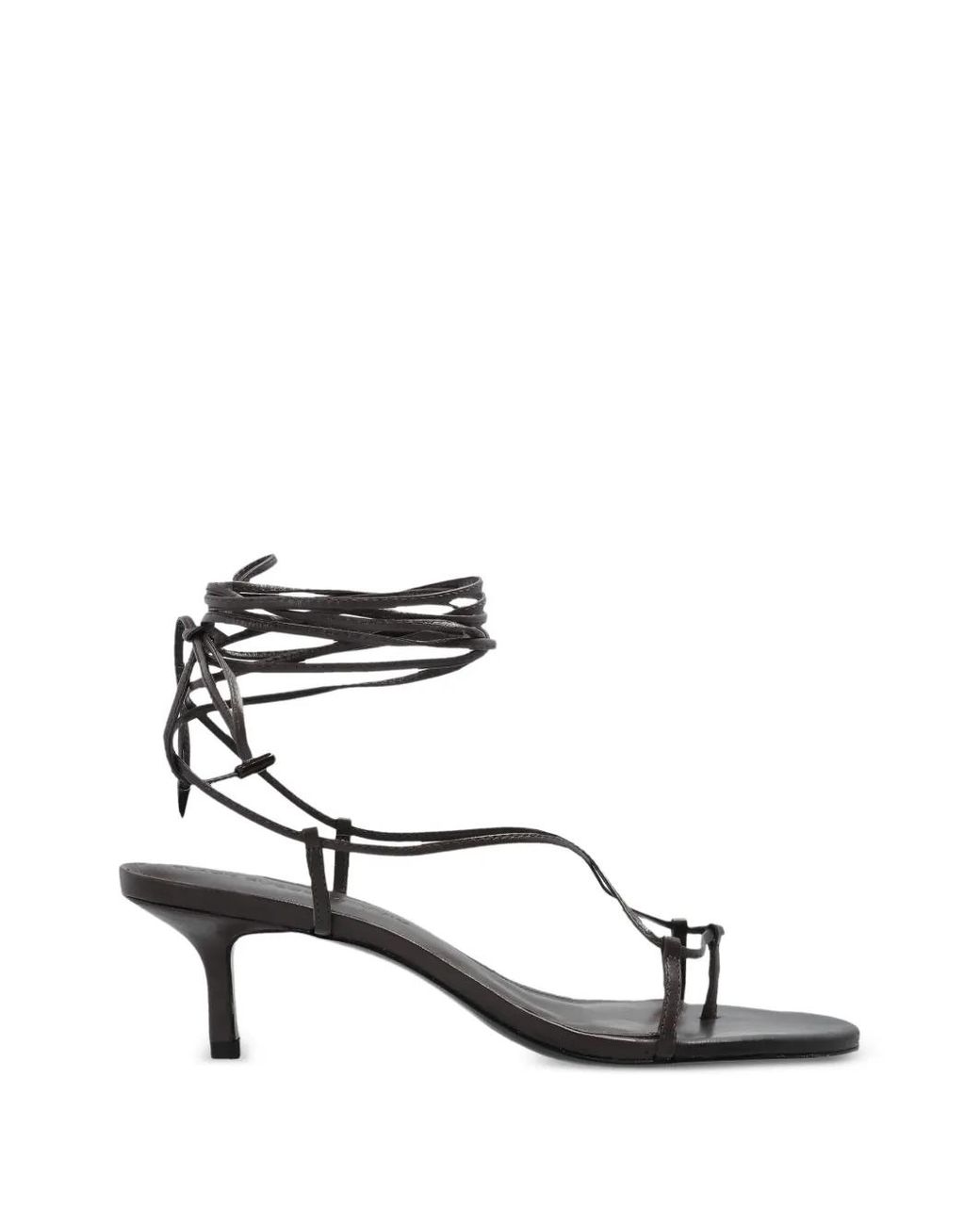 Black Suede Studio White Tie-Leg Heeled Sandals