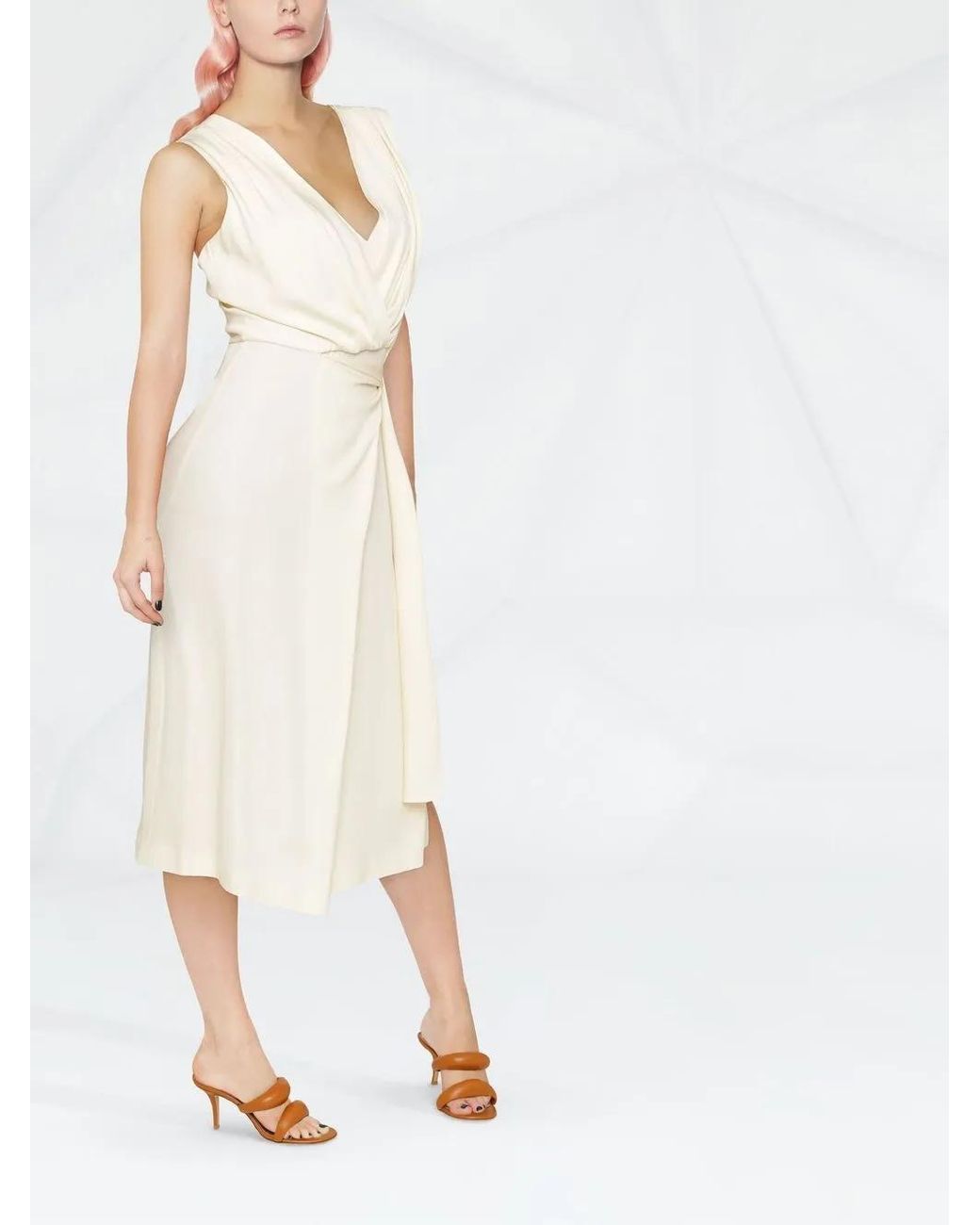 Alberta Ferretti Multicolor Wrap-Style Midi Dress