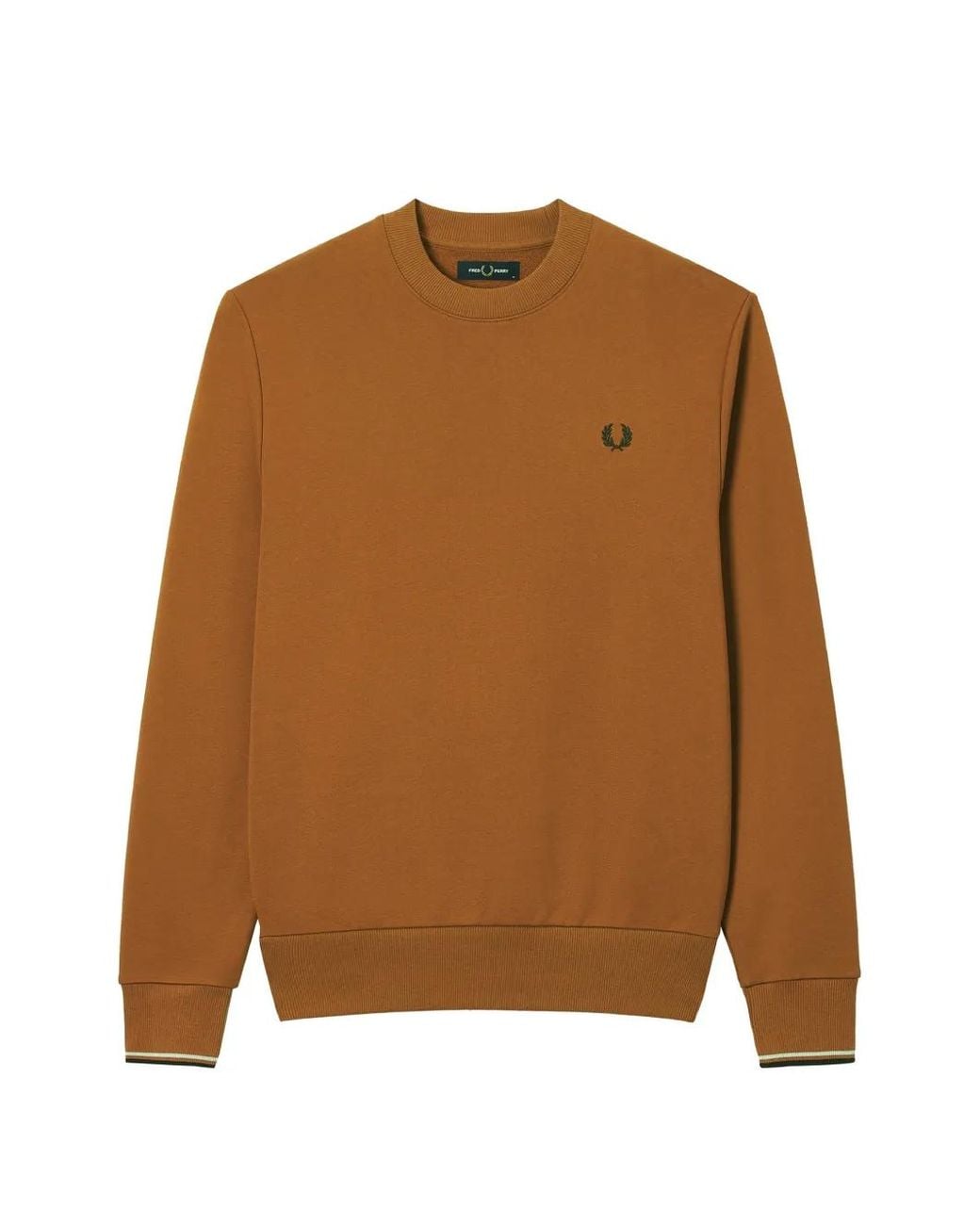 Fred Perry Brown Laurel Wreath Embroidered Sweater for men