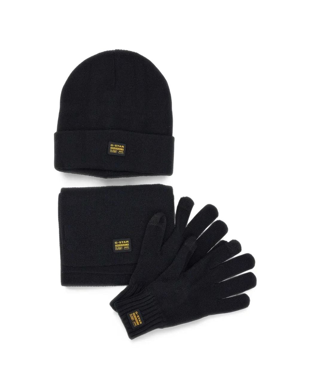 G-Star Black Logo-Patch Knit Accessories Set (Set Of Three) for men