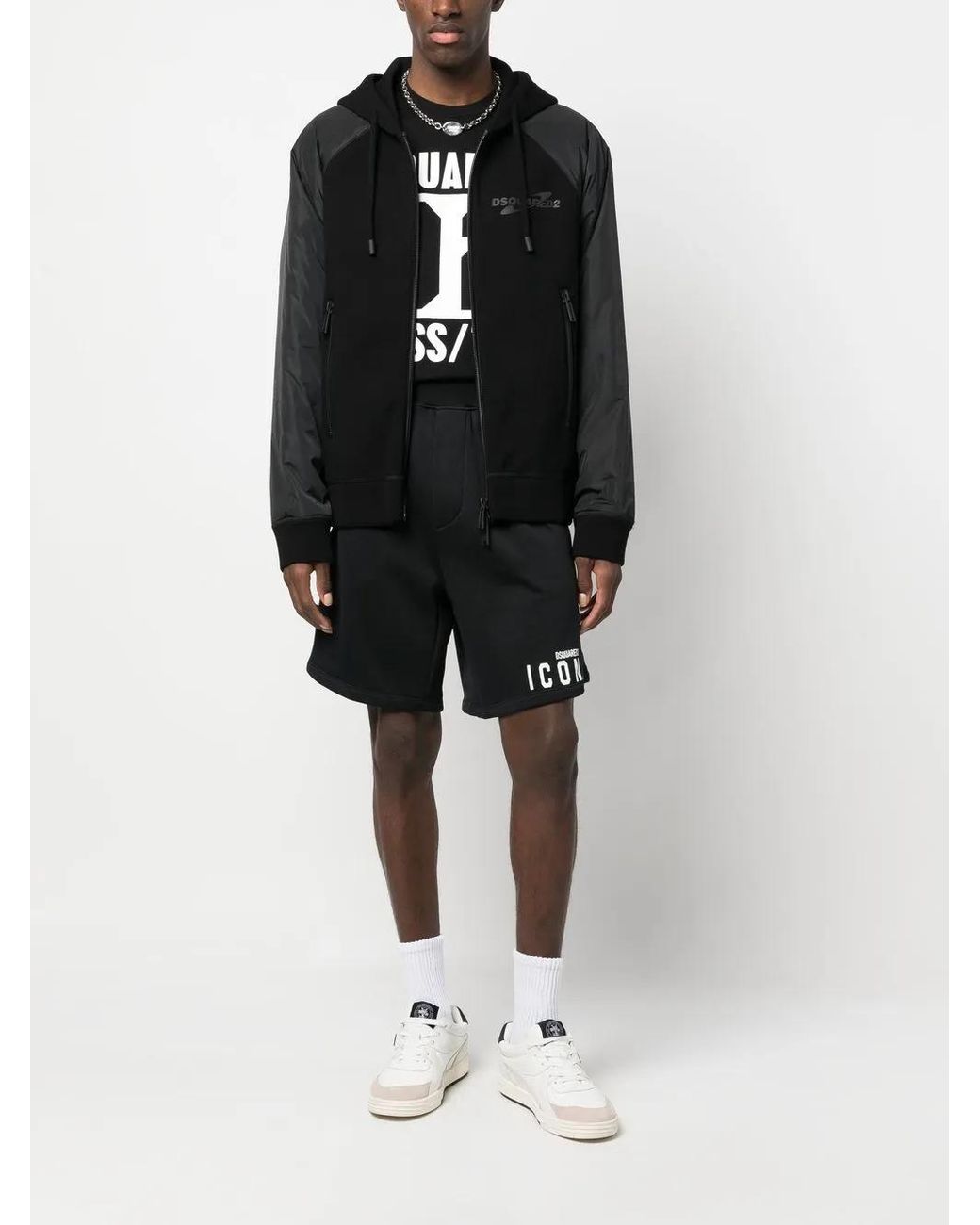 DSquared² Black Logo-Print Hooded Jacket for men