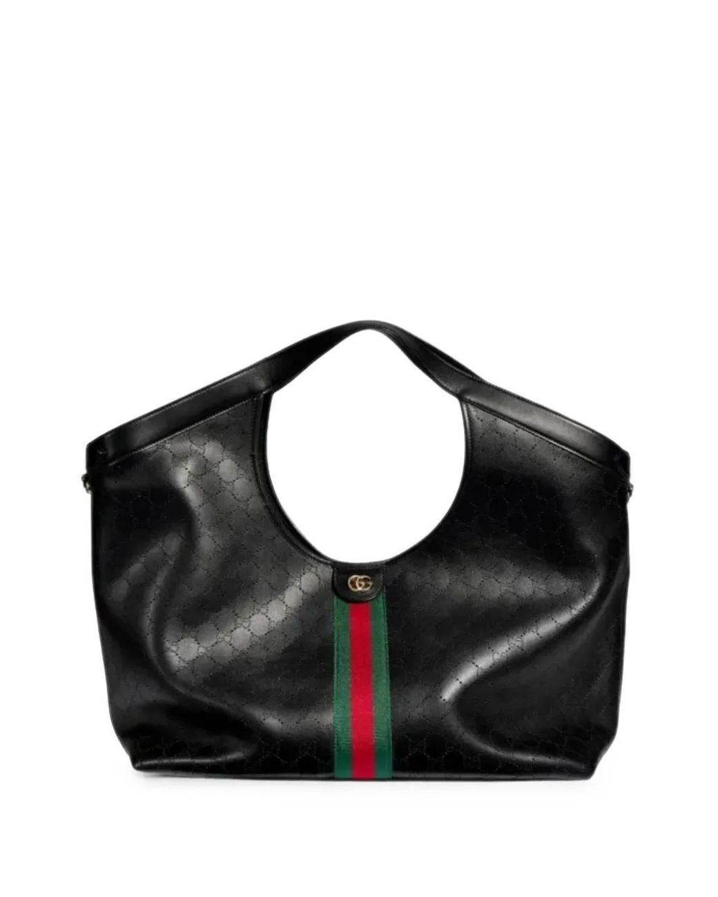 Gucci Black Large Giglio Perforated Tote Bag