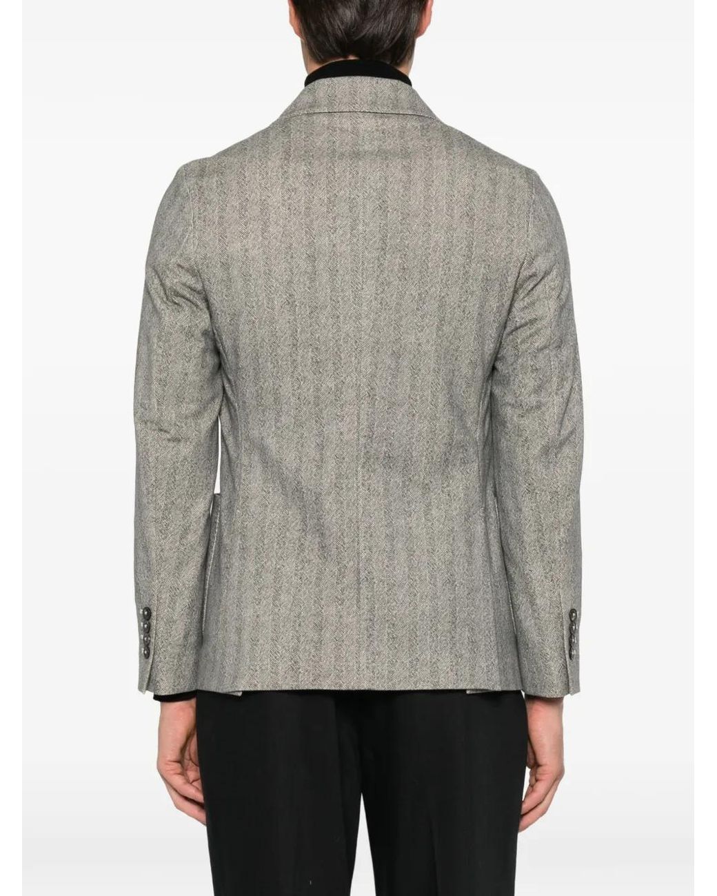 Circolo 1901 Gray Herringbone Double-Breasted Blazer for men
