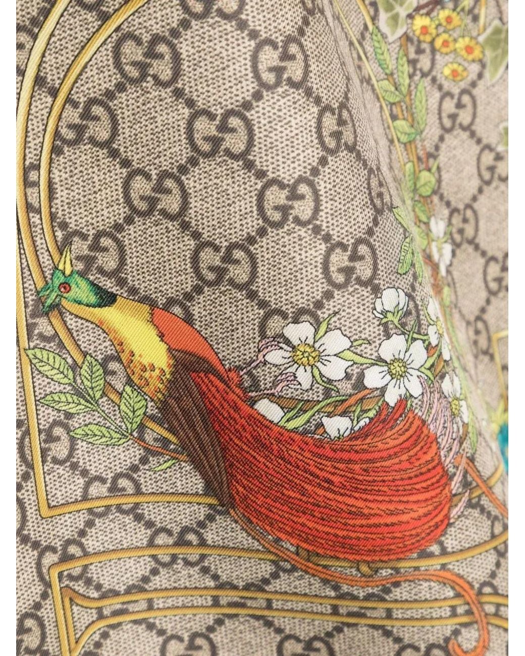 Gucci Metallic Floral-Print Logo-Monogram Scarf