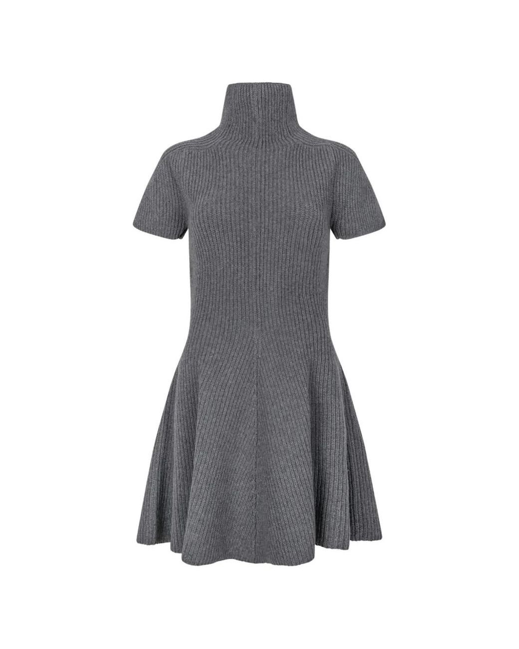 Magda Butrym Gray Turtle-Neck Ribbed Mini Dress