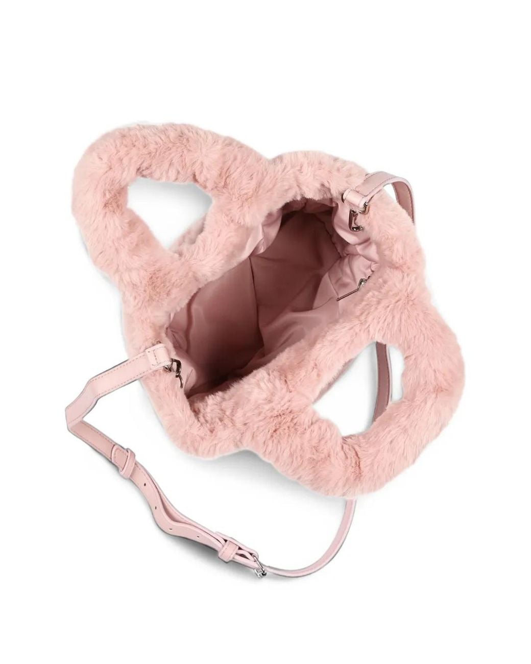 Mc2 Saint Barth Pink Mini Vanity Faux-Fur Logo-Embroidered Tote Bag