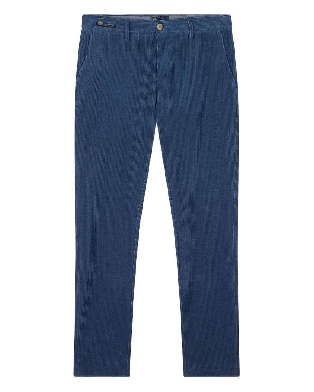 Paul & Shark Blue Velvet Corduroy Trousers for men
