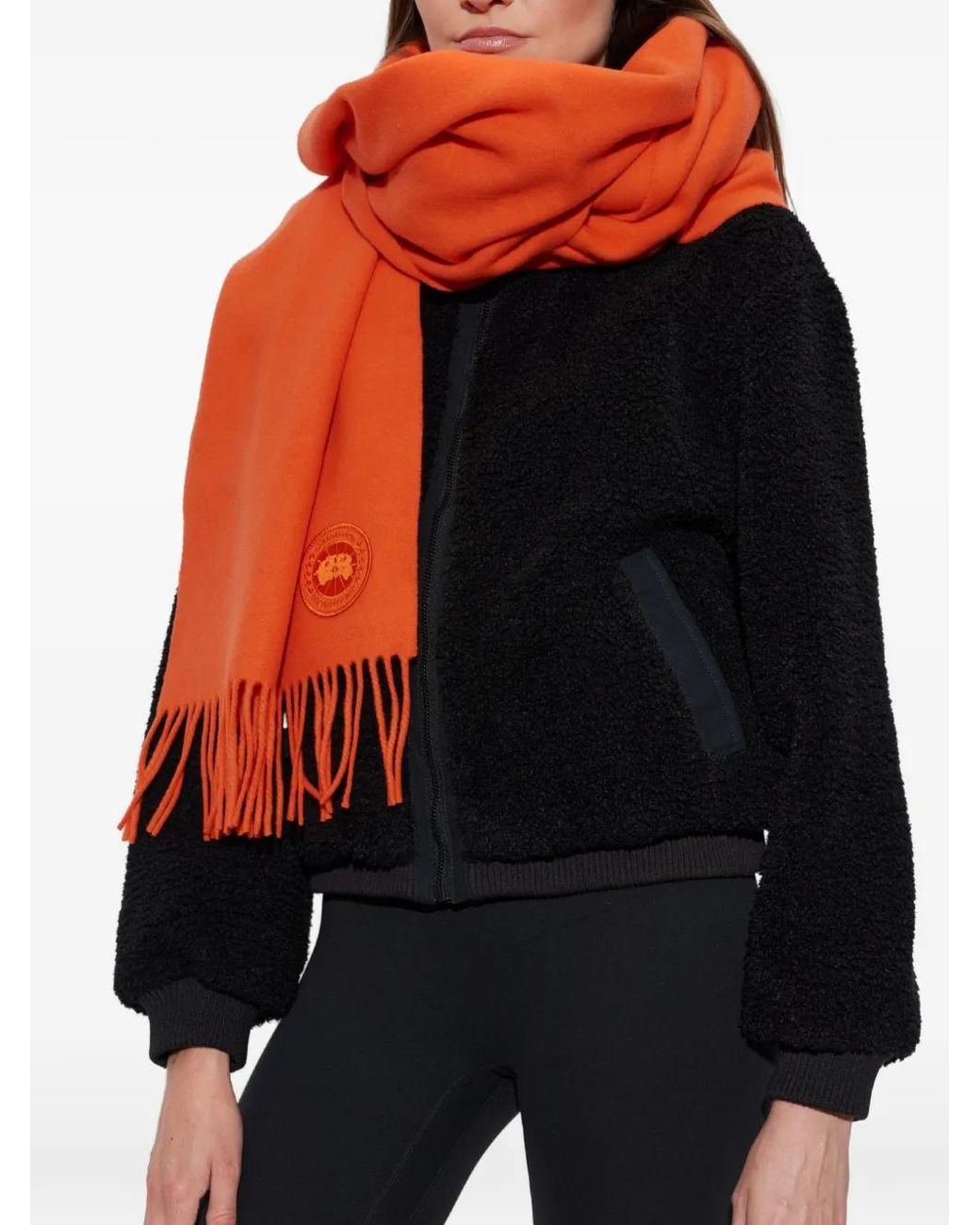 Sciarpa Con Logo E Frange di Canada Goose in Orange
