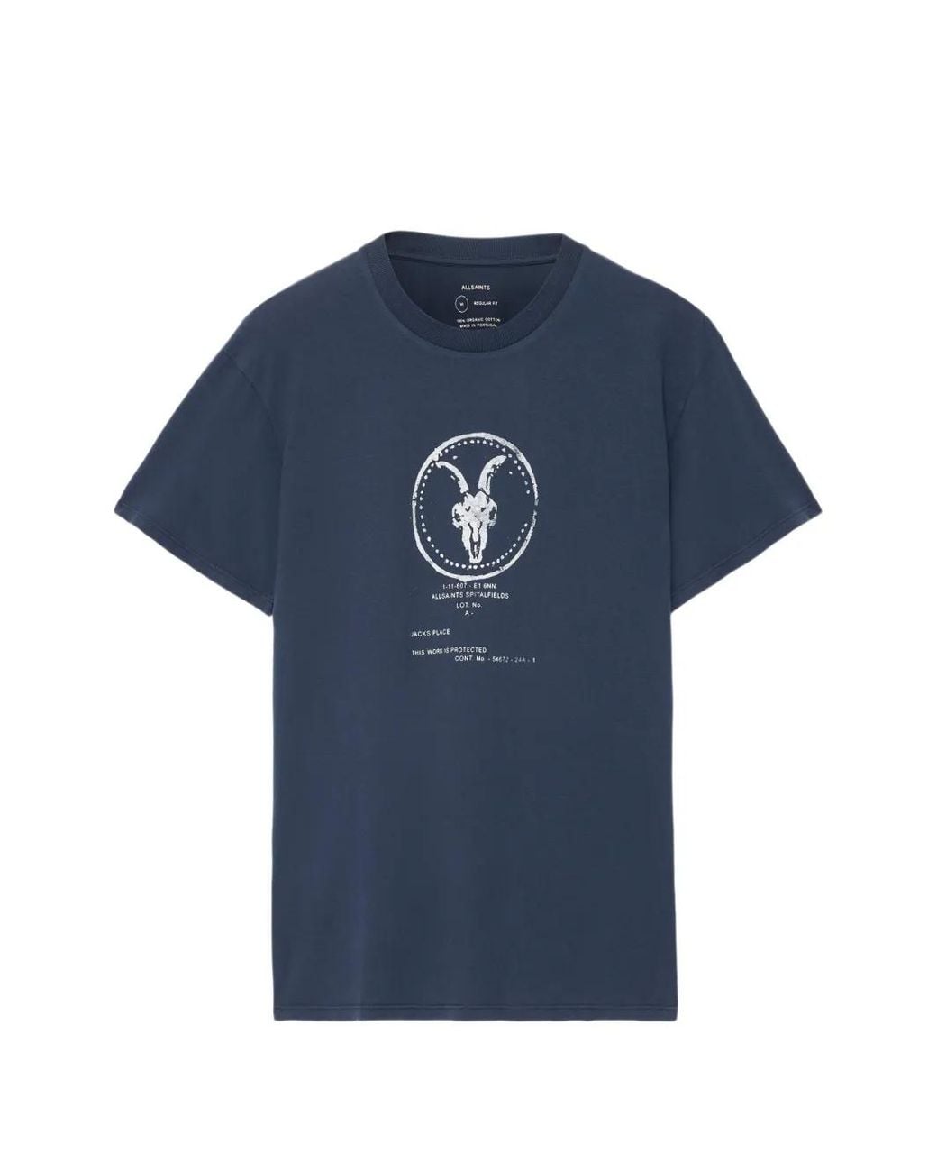 AllSaints Blue Ramskull Regular-Fit Graphic T-Shirt for men