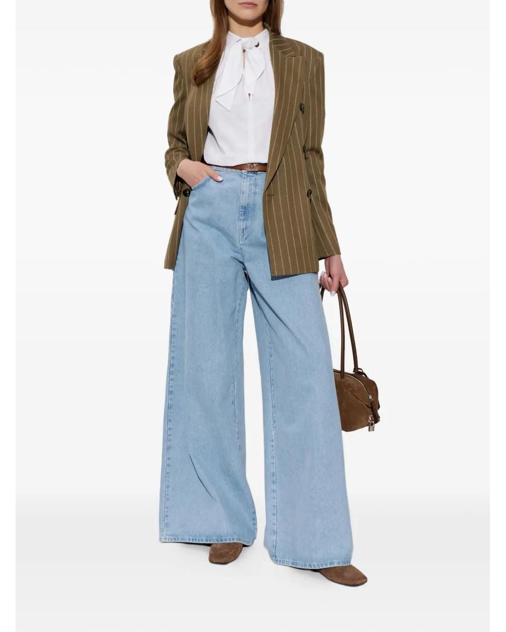 Max Mara Green Pinstripe Double-Breasted Blazer