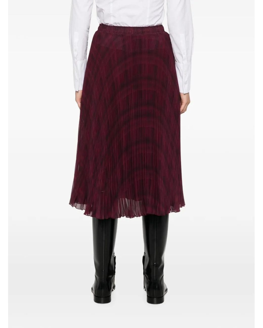 Ermanno Scervino Purple Plissé-Effect Patterned Midi Skirt