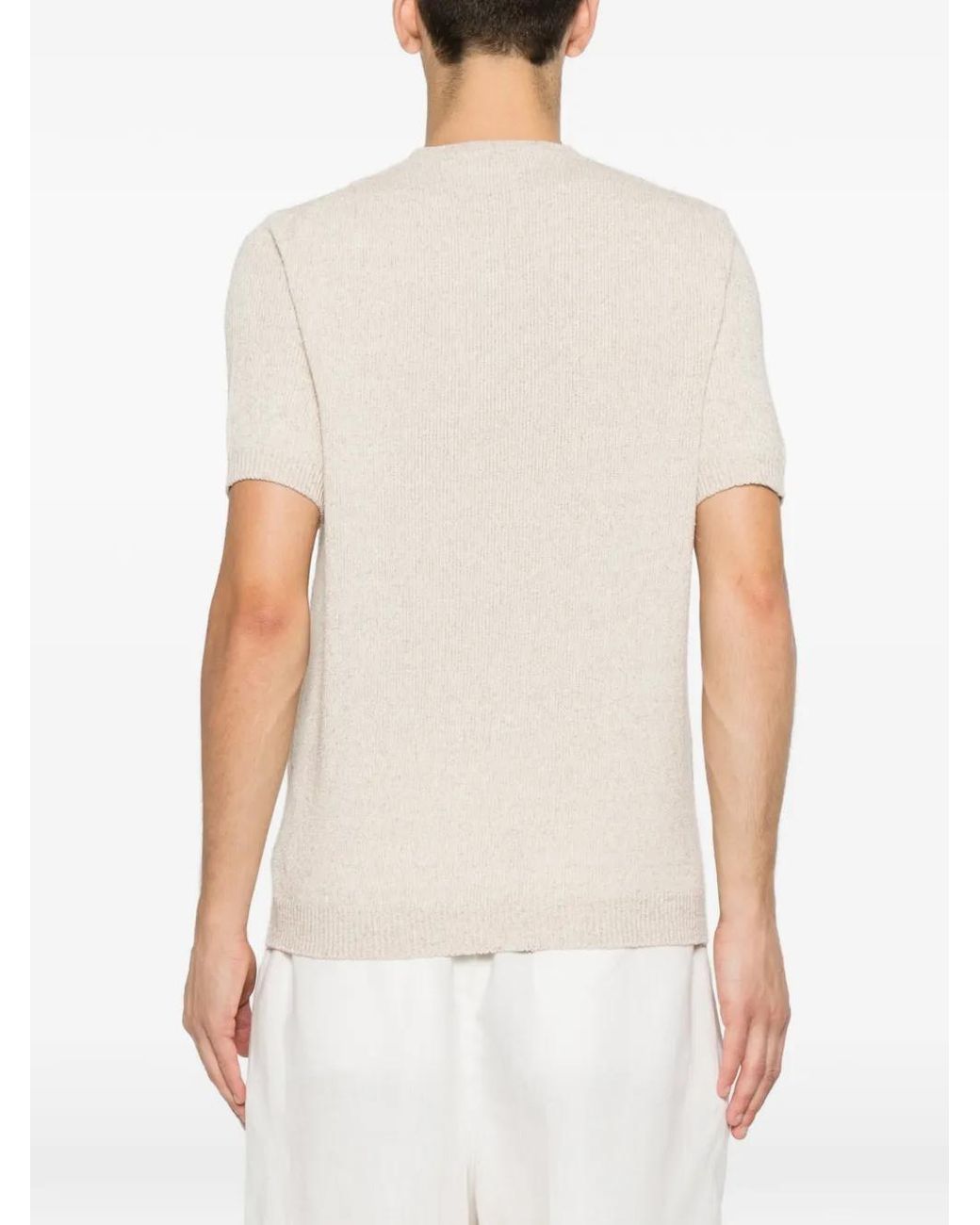 Jeordie's White Short-Sleeve Knitted Sweater for men