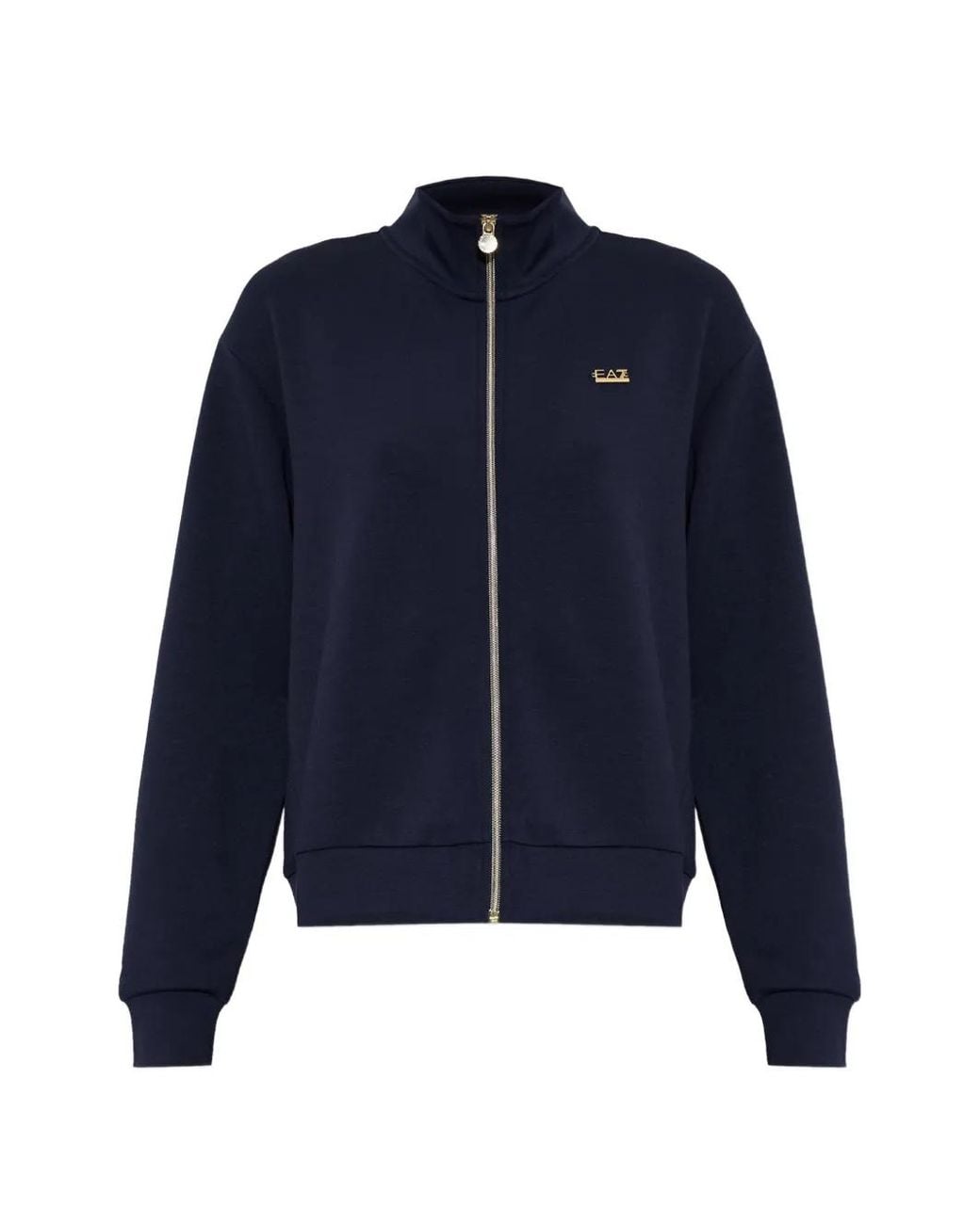 EA7 Blue Logo-Plaque Zip-Up Sweatshirt