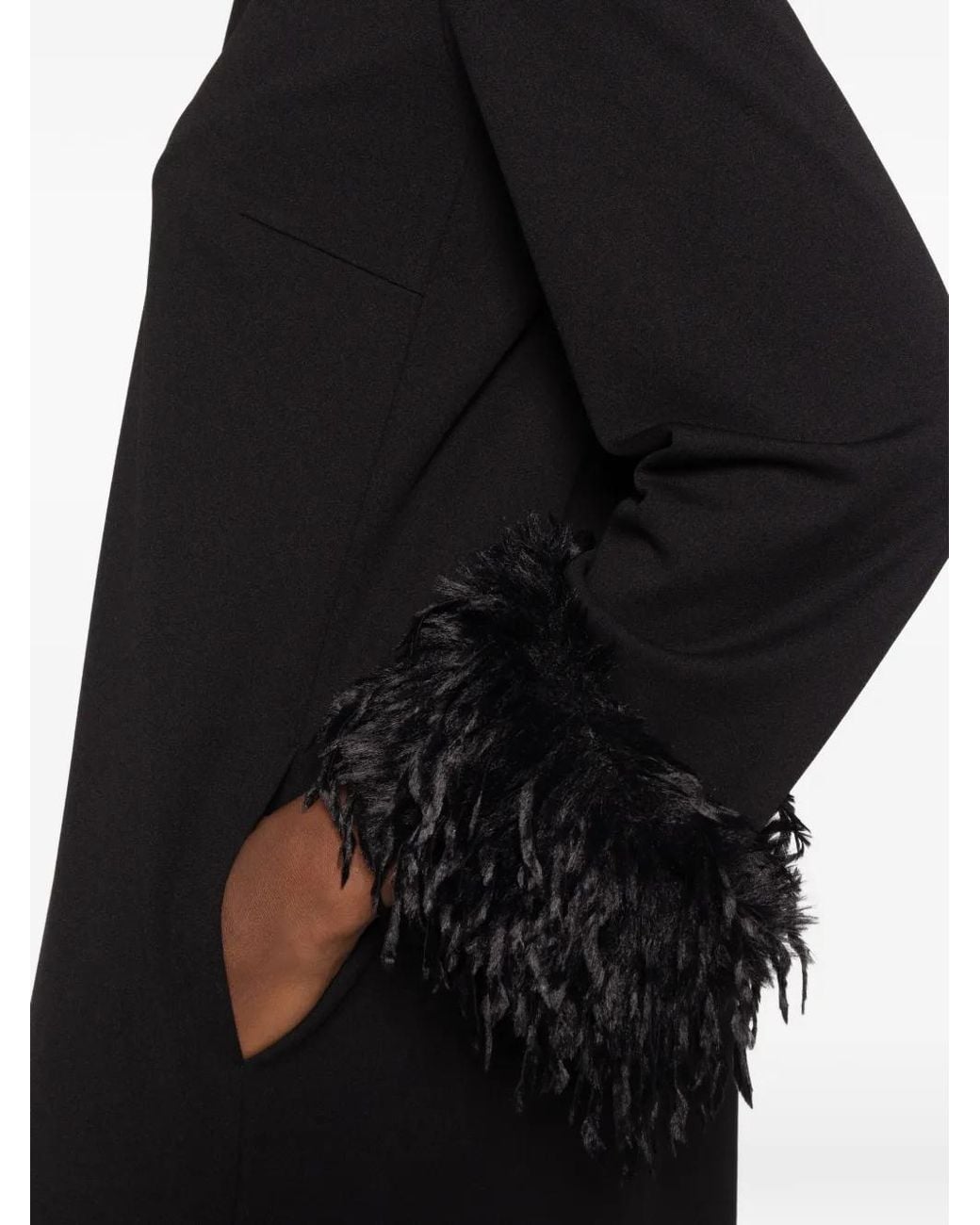 Betty Barclay Black Feather-Trim Spread-Collar Mini Dress