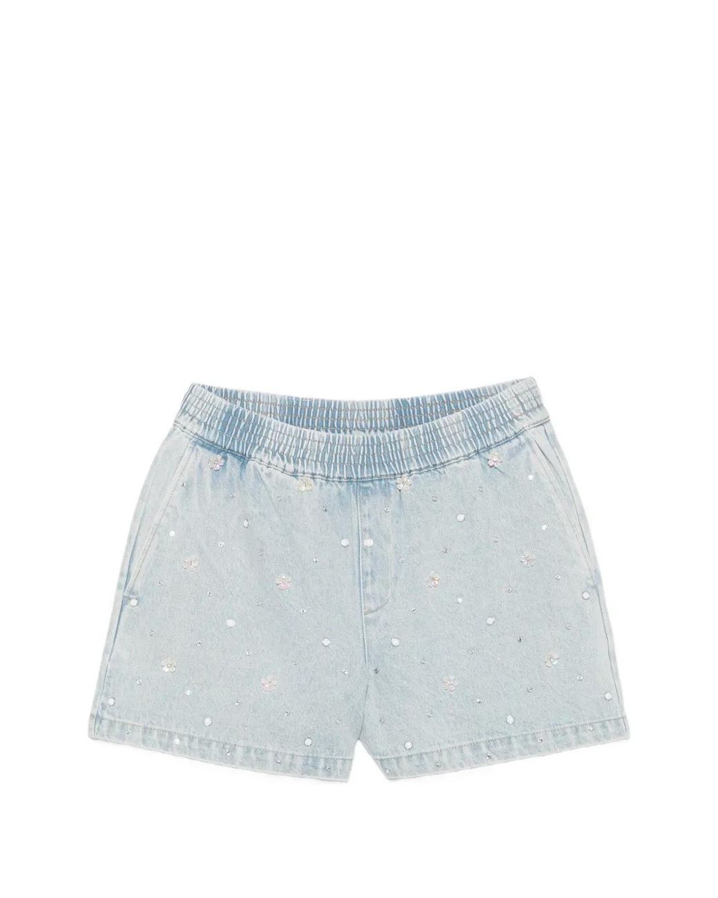 Maje Blue Floral Denim Shorts