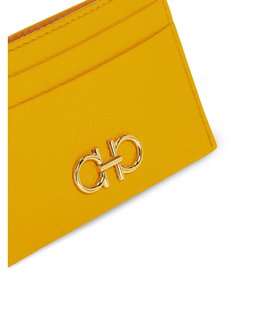 Ferragamo Yellow Gancini Credit Card Holder