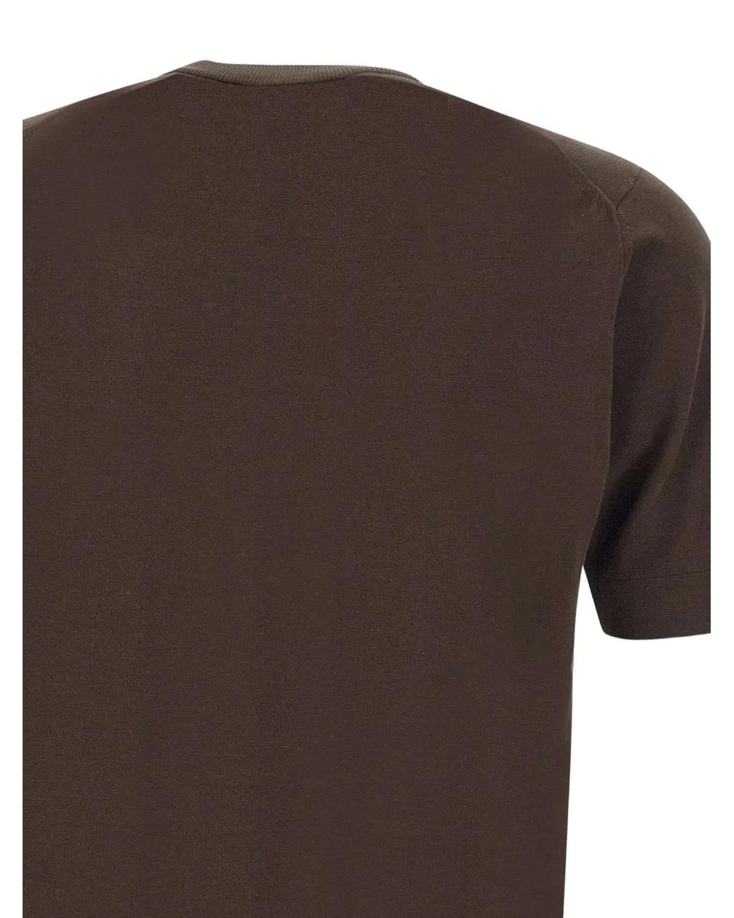 FILIPPO DE LAURENTIIS Brown Ribbed Short-Sleeve T-Shirt for men