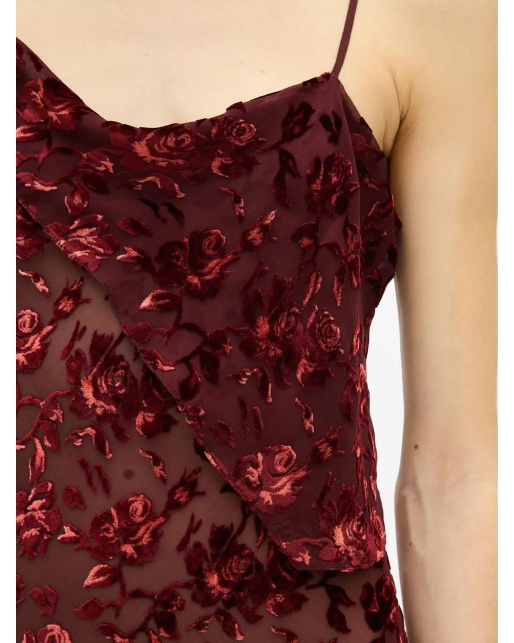 Ann Demeulemeester Red Devoré-Effect Maxi Dress