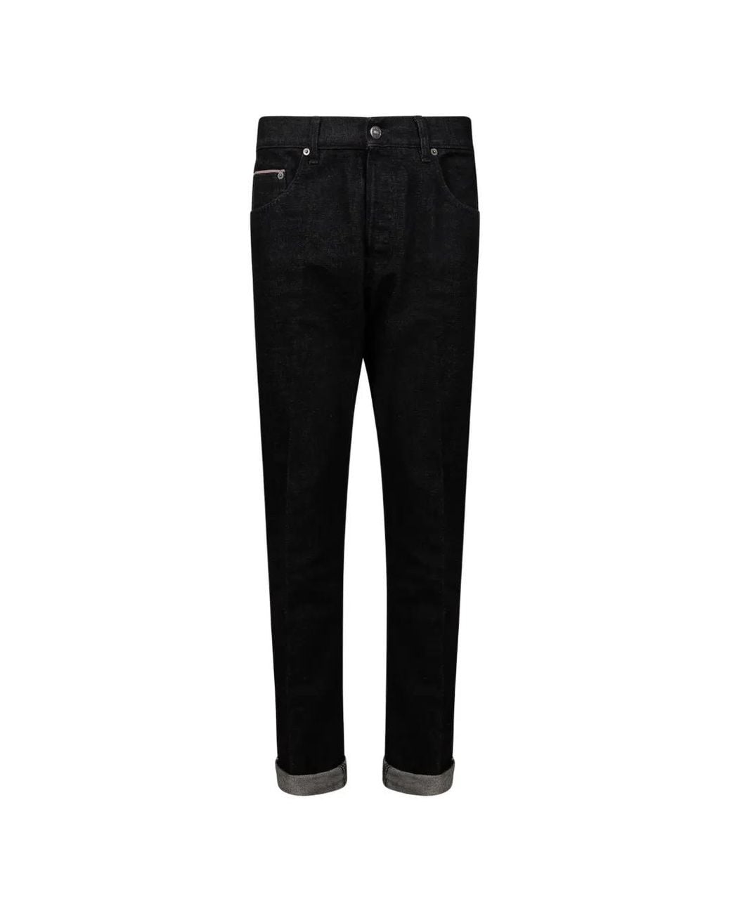Dondup Black Jean Retroussé À Patch Logo for men