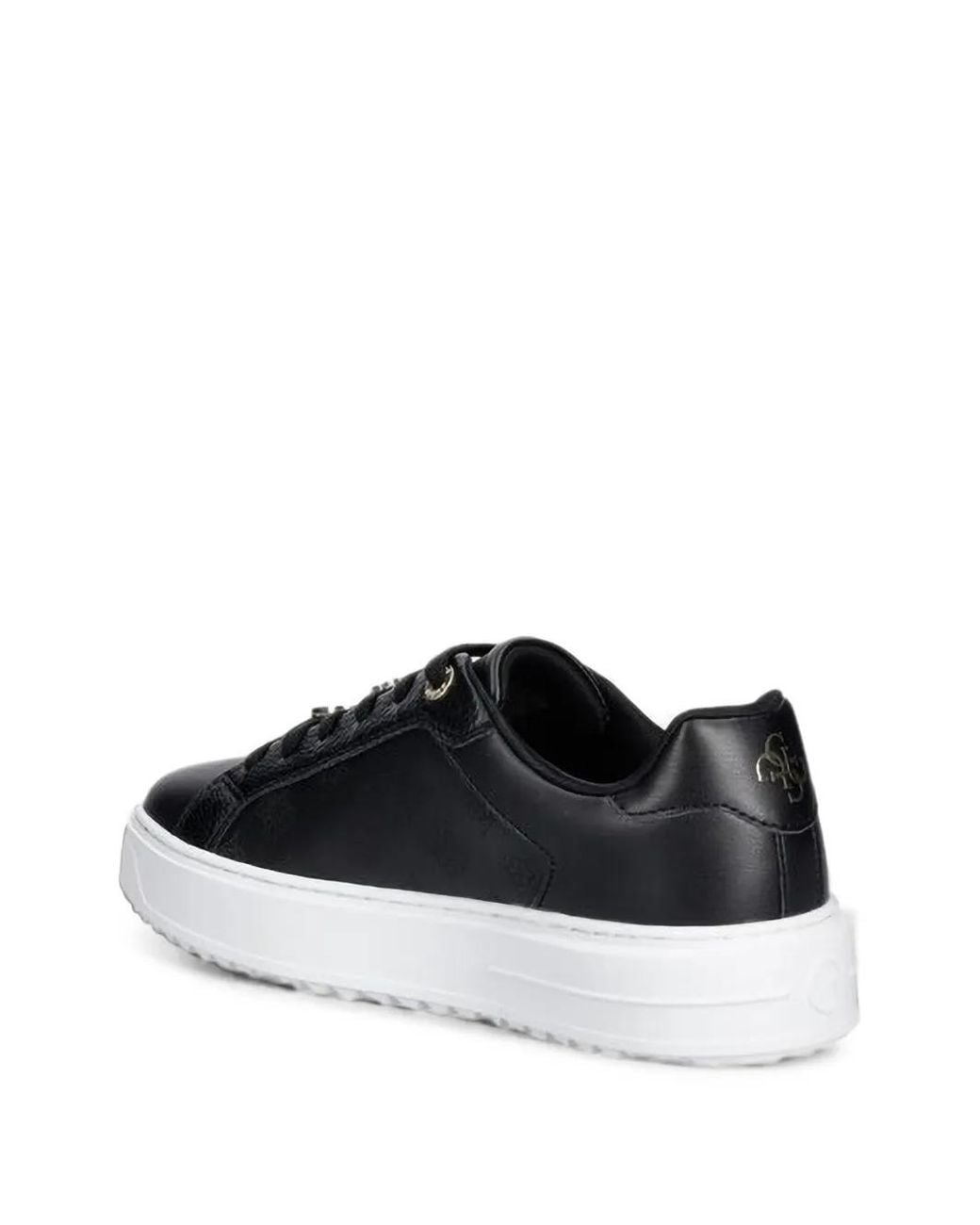 Guess Black Duena Monogram-Embossed Logo-Charm Sneakers