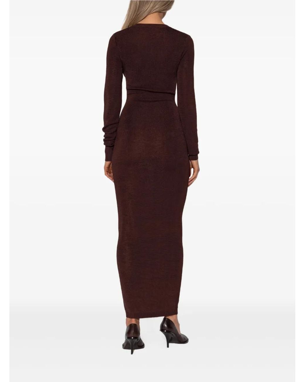 Entire studios Purple V-Neck Long-Sleeve Midi Dress