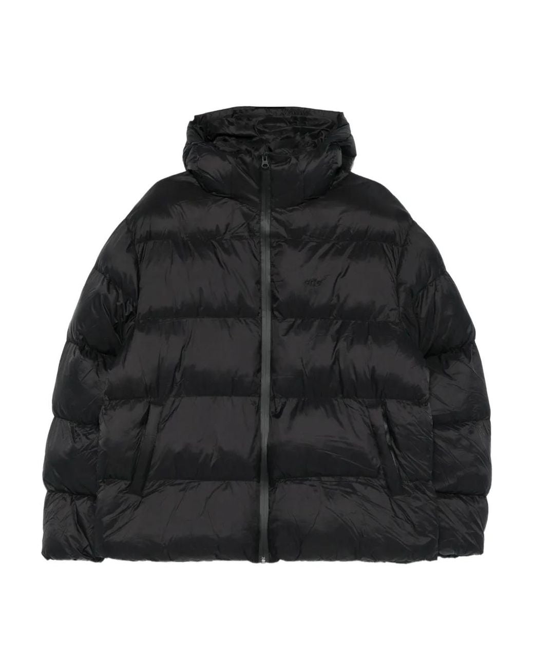 Arte' Black Hooded Down Jacket for men