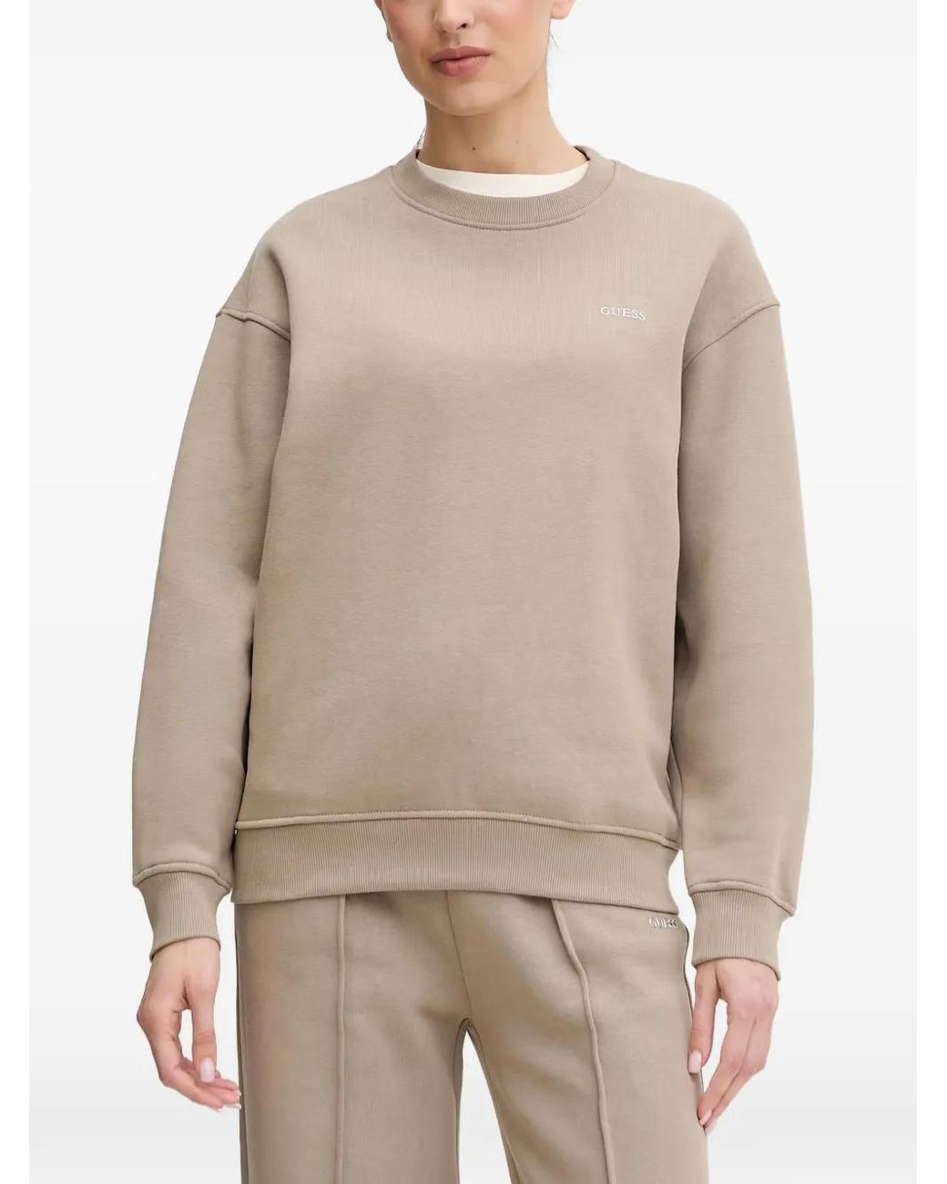 Guess Natural Nat Logo-Print Drop-Shoulder Sweatshirt